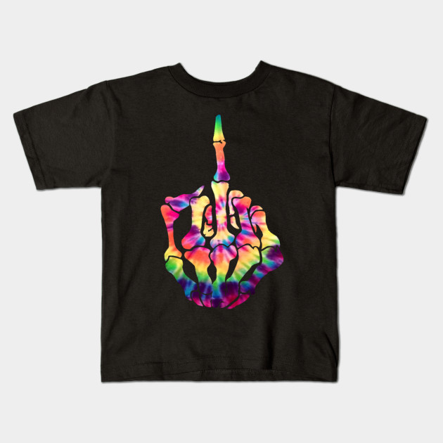 Skeleton Middle Finger Flipping the Bird Tie Dye Tee